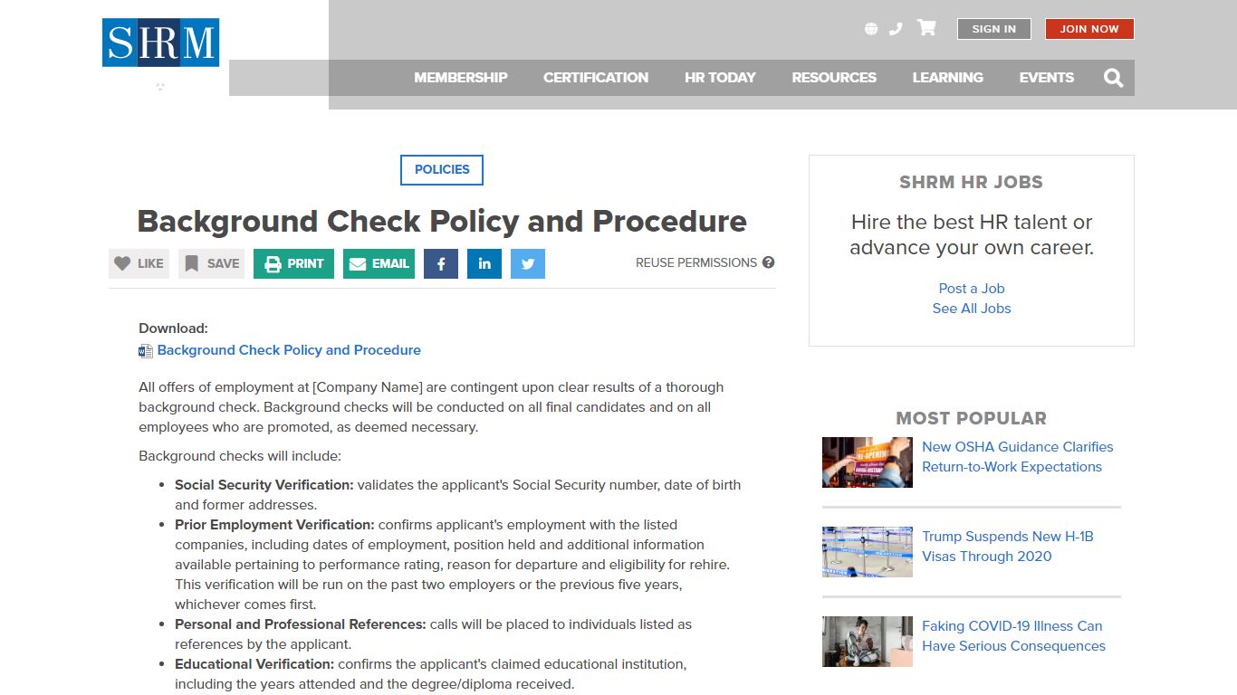 Background Check Policy and Procedure - SHRM